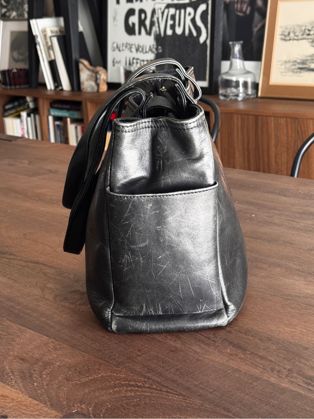 Frye Black Leather Tote Bag - Picture 4 of 9